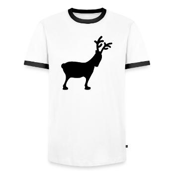 Rentier Xmas5 - Männer Kontrast-T-Shirt - Weiß/Schwarz - Vorne - AI Model Female 172 light (172cm) & AI Model Male 178 dark (178cm)