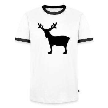 Rentier Xmas3 - Männer Kontrast-T-Shirt - Weiß/Schwarz - Vorne - AI Model Female 172 light (172cm) & AI Model Male 178 dark (178cm)