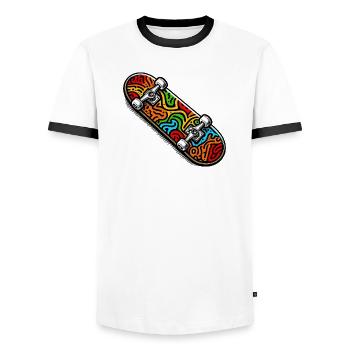 Skateboard - Men's Ringer Shirt - white/black - Front - AI Model Female 172 light (172cm) & AI Model Male 178 dark (178cm)