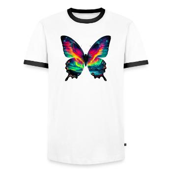 Schmetterling - Männer Kontrast-T-Shirt - Weiß/Schwarz - Vorne - AI Model Female 172 light (172cm) & AI Model Male 178 dark (178cm)
