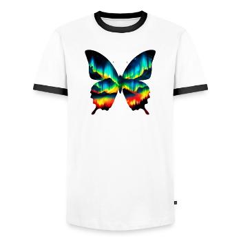 Butterfly - Men's Ringer Shirt - white/black - Front - AI Model Female 172 light (172cm) & AI Model Male 178 dark (178cm)