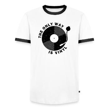 The Only Way Is Vinyl - Men's Ringer Shirt - white/black - Front - AI Model Female 172 light (172cm) & AI Model Male 178 dark (178cm)