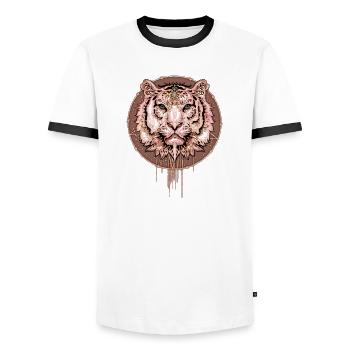 Captivating and artistic representation of the face - Men's Ringer Shirt - white/black - Front - AI Model Female 172 light (172cm) & AI Model Male 178 dark (178cm)