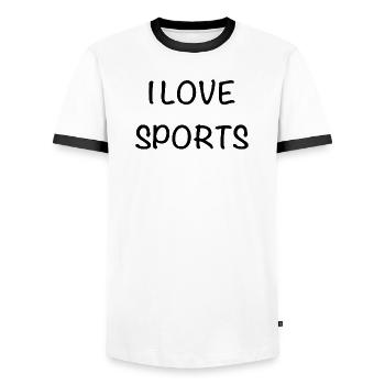 I love sports - Men's Ringer Shirt - white/black - Front - AI Model Female 172 light (172cm) & AI Model Male 178 dark (178cm)