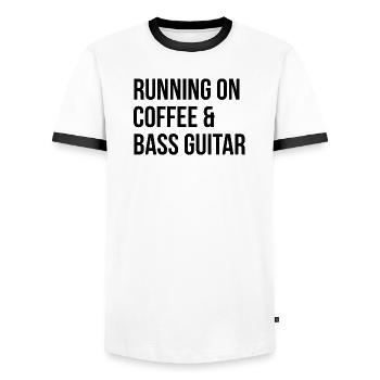 guitare basse - T-shirt contrasté Homme - blanc/noir - Devant - AI Model Female 172 light (172cm) & AI Model Male 178 dark (178cm)