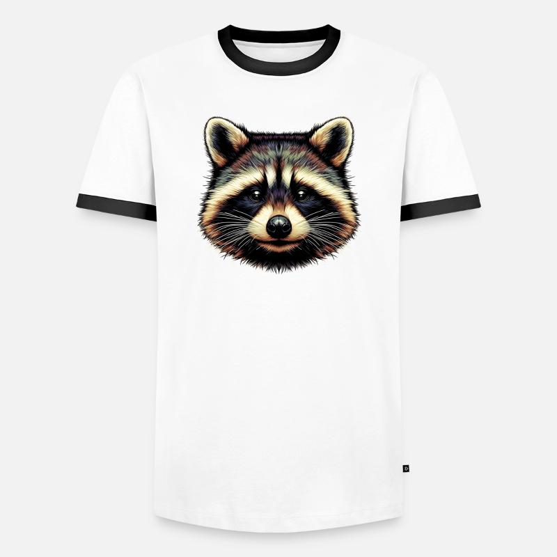 Waschbär - Männer Kontrast-T-Shirt - Weiß/Schwarz
