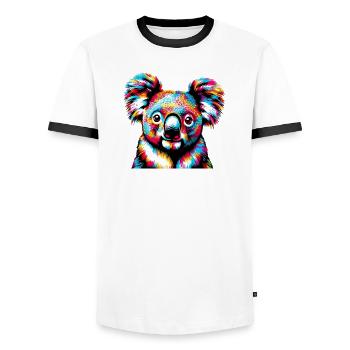 Koala - T-shirt contrasté Homme - blanc/noir - Devant - AI Model Female 172 light (172cm) & AI Model Male 178 dark (178cm)