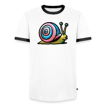 Schnecke - Männer Kontrast-T-Shirt - Weiß/Schwarz - Vorne - AI Model Female 172 light (172cm) & AI Model Male 178 dark (178cm)