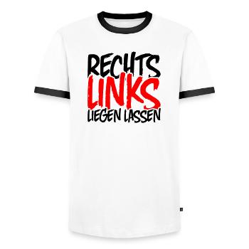 Laissez la droite vers la gauche - T-shirt contrasté Homme - blanc/noir - Devant - AI Model Female 172 light (172cm) & AI Model Male 178 dark (178cm)