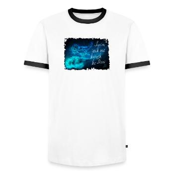 Nagez à travers les étoiles - T-shirt contrasté Homme - blanc/noir - Devant - AI Model Female 172 light (172cm) & AI Model Male 178 dark (178cm)