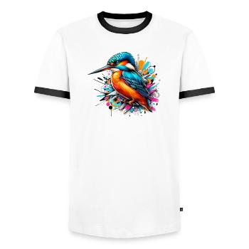Martin-pêcheur - T-shirt contrasté Homme - blanc/noir - Devant - AI Model Female 172 light (172cm) & AI Model Male 178 dark (178cm)