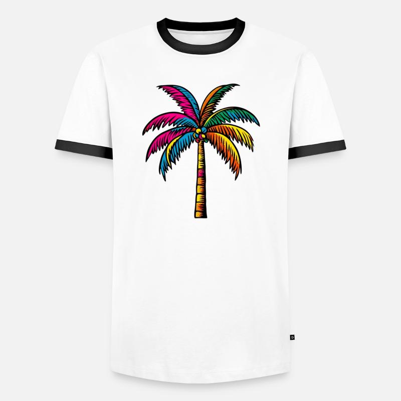 Palm tree - Men's Ringer Shirt - white/black