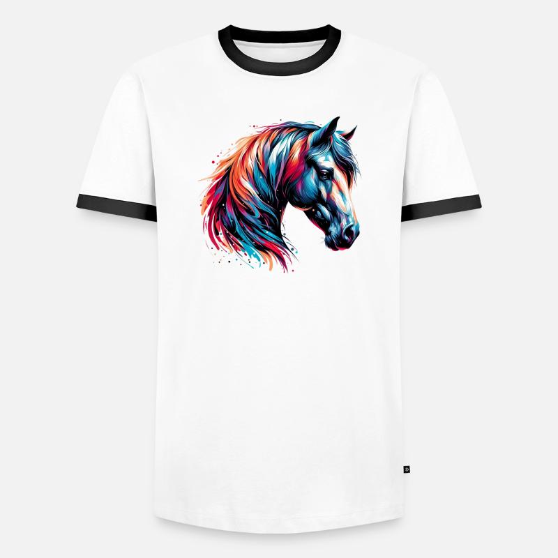Pferd - Männer Kontrast-T-Shirt - Weiß/Schwarz