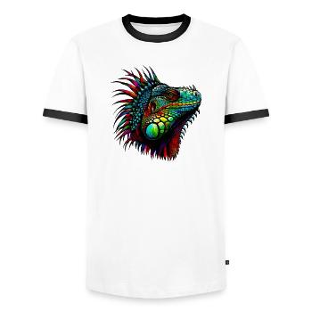 Leguan - Männer Kontrast-T-Shirt - Weiß/Schwarz - Vorne - AI Model Female 172 light (172cm) & AI Model Male 178 dark (178cm)