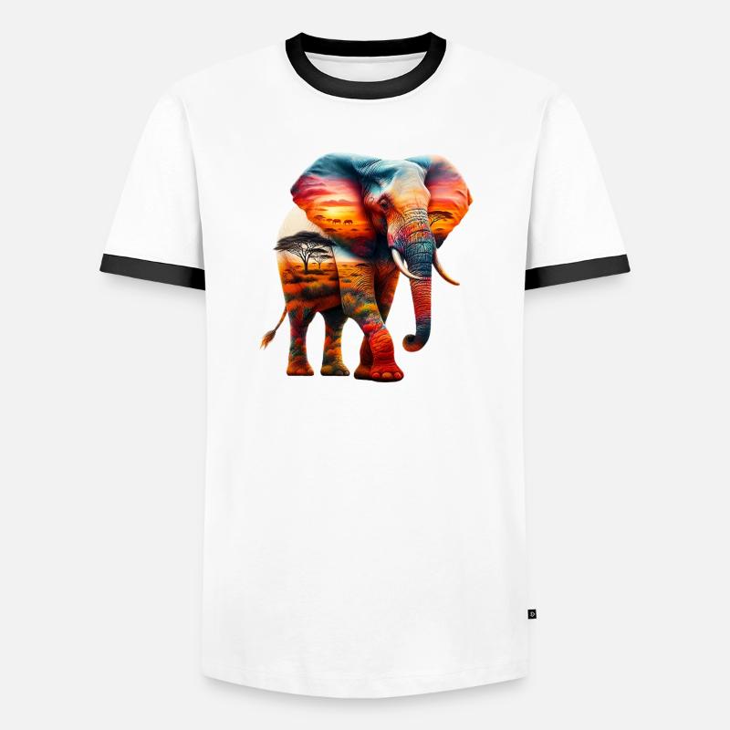 Elefant - Männer Kontrast-T-Shirt - Weiß/Schwarz