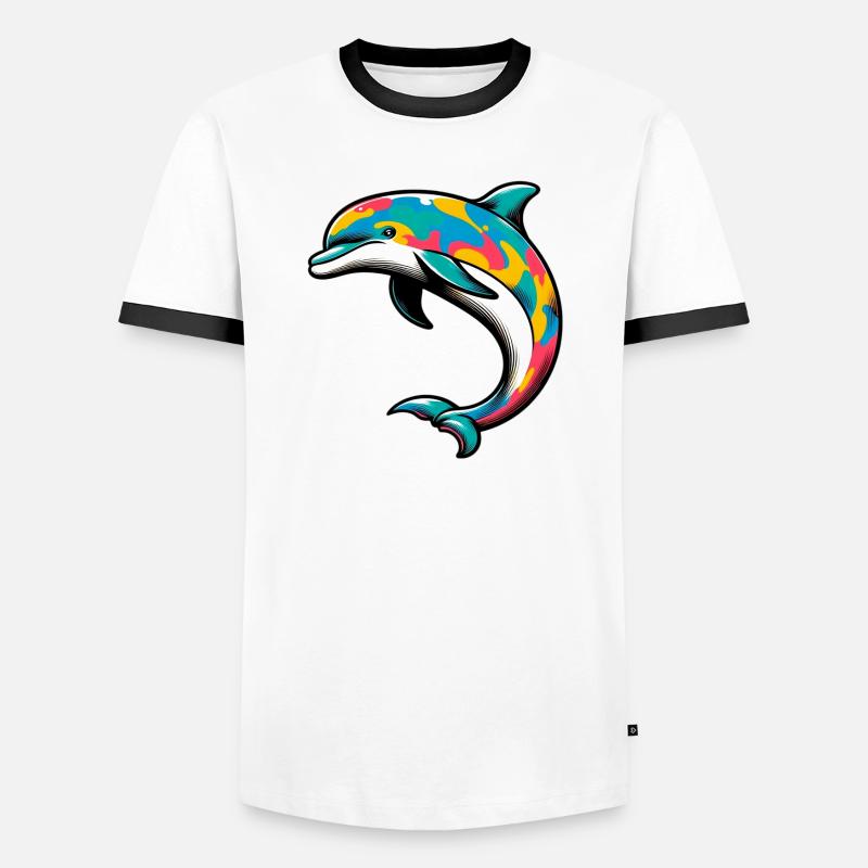Dolphin - Men's Ringer Shirt - white/black