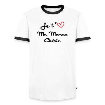 Je t'aime ma maman chérie - fête des mères - T-shirt contrasté Homme - blanc/noir - Devant - AI Model Female 172 light (172cm) & AI Model Male 178 dark (178cm)