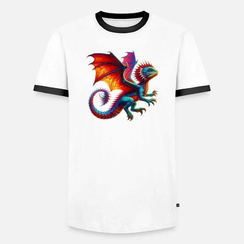 Drache - Männer Kontrast-T-Shirt - Weiß/Schwarz