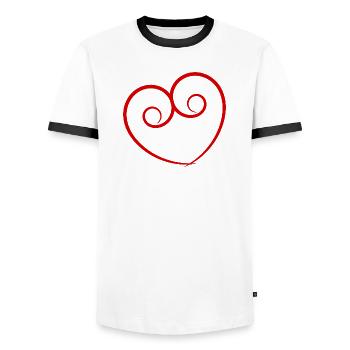 HEART. NOEL. CHRISTMAS. HEARTS. HEART. FATHER's DAY - Men's Ringer Shirt - white/black - Front - AI Model Female 172 light (172cm) & AI Model Male 178 dark (178cm)