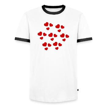 LIEBE. WEIHNACHTEN. VALENTINSTAG. PAAR. GERADE VERHEIRATET. - Männer Kontrast-T-Shirt - Weiß/Schwarz - Vorne - AI Model Female 172 light (172cm) & AI Model Male 178 dark (178cm)