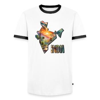 Watercolor Map India - Men's Ringer Shirt - white/black - Front - AI Model Female 172 light (172cm) & AI Model Male 178 dark (178cm)