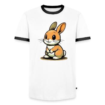 Rabbit - Men's Ringer Shirt - white/black - Front - AI Model Female 172 light (172cm) & AI Model Male 178 dark (178cm)