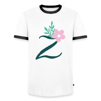 Elegant letter 'Z' with flowers - Men's Ringer Shirt - white/black - Front - AI Model Female 172 light (172cm) & AI Model Male 178 dark (178cm)