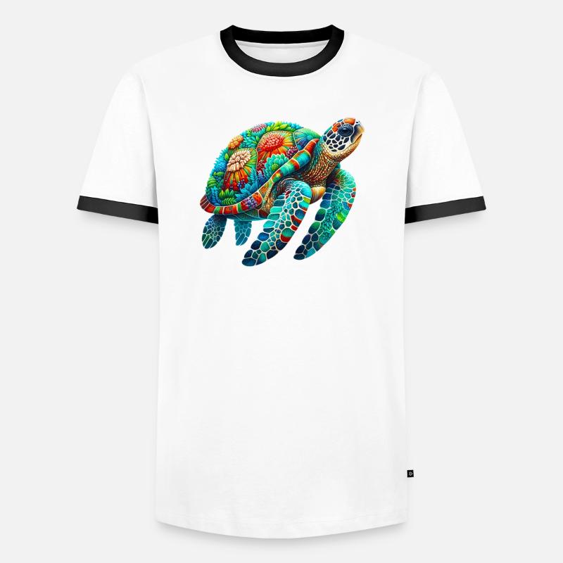 Turtle - Men's Ringer Shirt - white/black