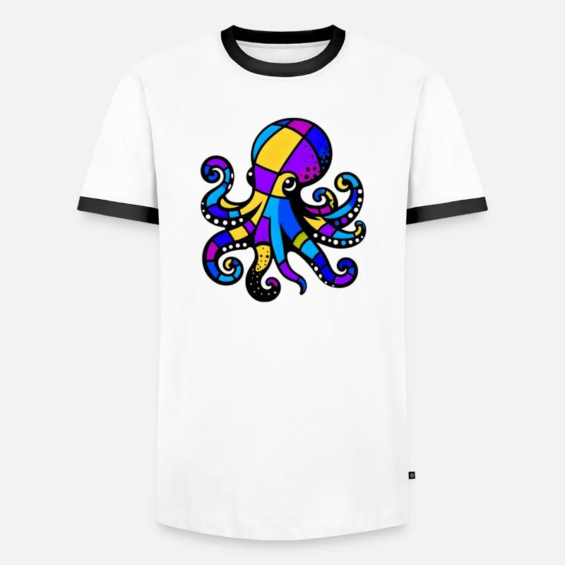 Octopus - Men's Ringer Shirt - white/black