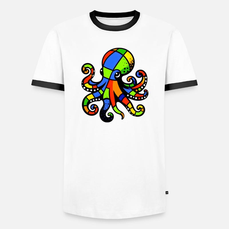 Octopus - Men's Ringer Shirt - white/black