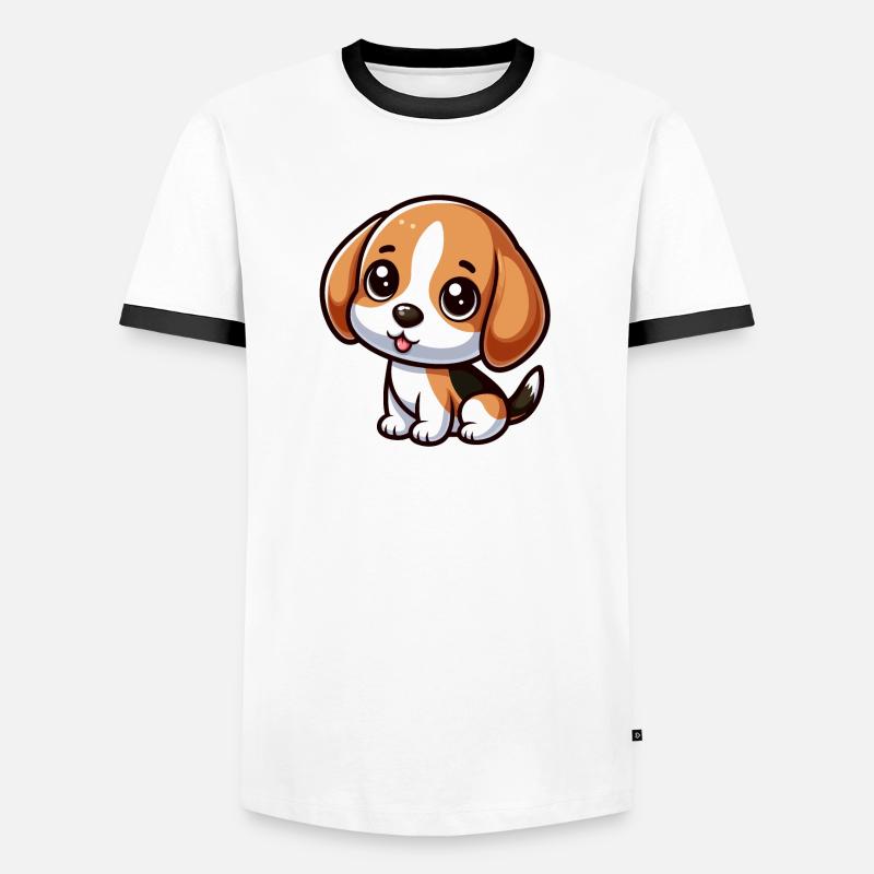 Chibi Beagle Hund - Männer Kontrast-T-Shirt - Weiß/Schwarz