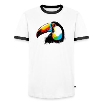 Toucan - Men's Ringer Shirt - white/black - Front - AI Model Female 172 light (172cm) & AI Model Male 178 dark (178cm)