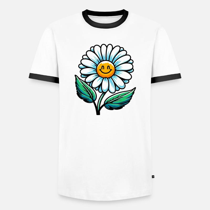 Gänseblümchen - Männer Kontrast-T-Shirt - Weiß/Schwarz