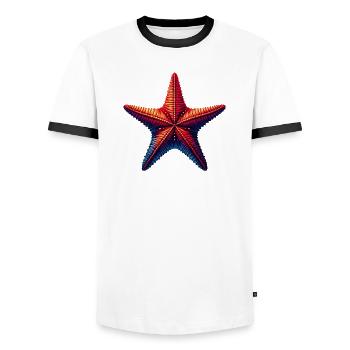 Étoile de mer - T-shirt contrasté Homme - blanc/noir - Devant - AI Model Female 172 light (172cm) & AI Model Male 178 dark (178cm)