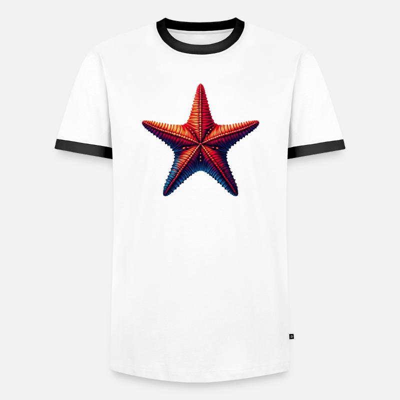 Seestern - Männer Kontrast-T-Shirt - Weiß/Schwarz
