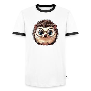 Hedgehog - Men's Ringer Shirt - white/black - Front - AI Model Female 172 light (172cm) & AI Model Male 178 dark (178cm)