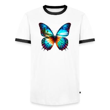 Papillon - T-shirt contrasté Homme - blanc/noir - Devant - AI Model Female 172 light (172cm) & AI Model Male 178 dark (178cm)