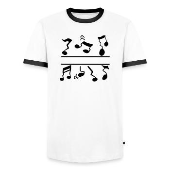Fausses notes - T-shirt contrasté Homme - blanc/noir - Devant - AI Model Female 172 light (172cm) & AI Model Male 178 dark (178cm)