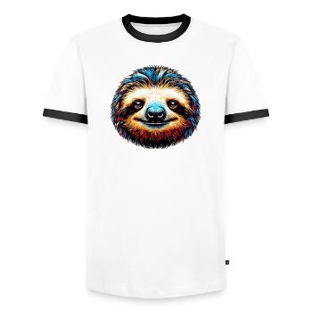 Sloth - Men's Ringer Shirt - white/black - Front - AI Model Female 172 light (172cm) & AI Model Male 178 dark (178cm)