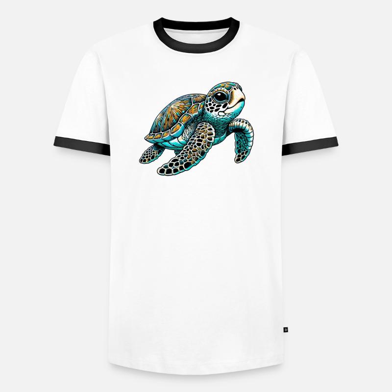 Turtle - Men's Ringer Shirt - white/black