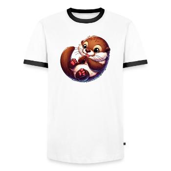 Otter - Men's Ringer Shirt - white/black - Front - AI Model Female 172 light (172cm) & AI Model Male 178 dark (178cm)