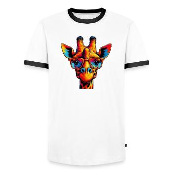 Giraffe - Men's Ringer Shirt - white/black - Front - AI Model Female 172 light (172cm) & AI Model Male 178 dark (178cm)