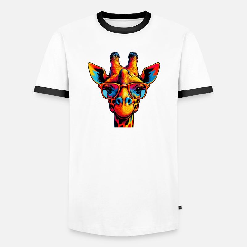 Giraffe - Männer Kontrast-T-Shirt - Weiß/Schwarz