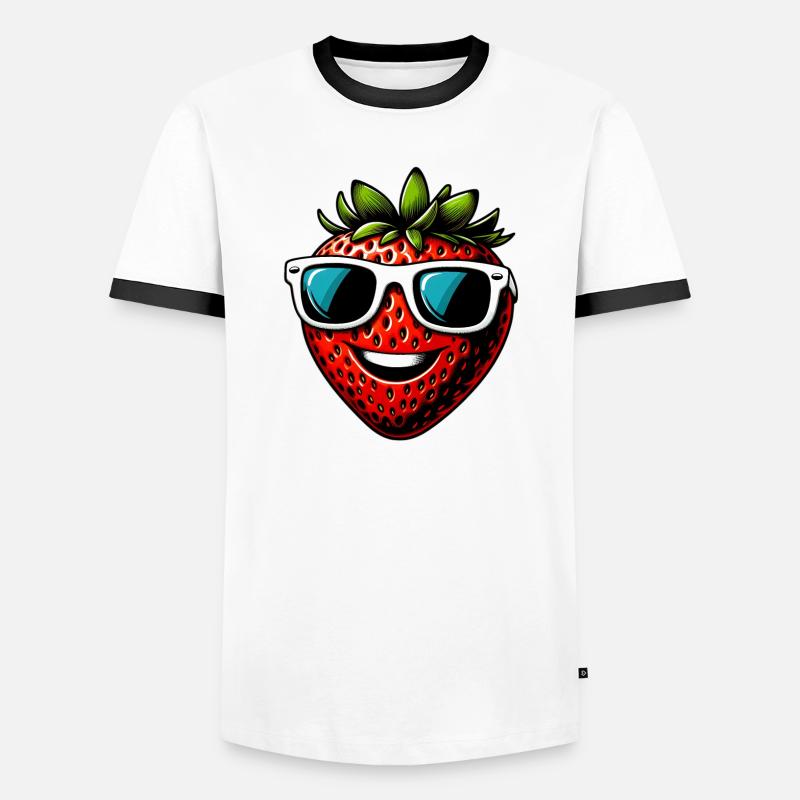 Erdbeeren Erdbeeren - Männer Kontrast-T-Shirt - Weiß/Schwarz