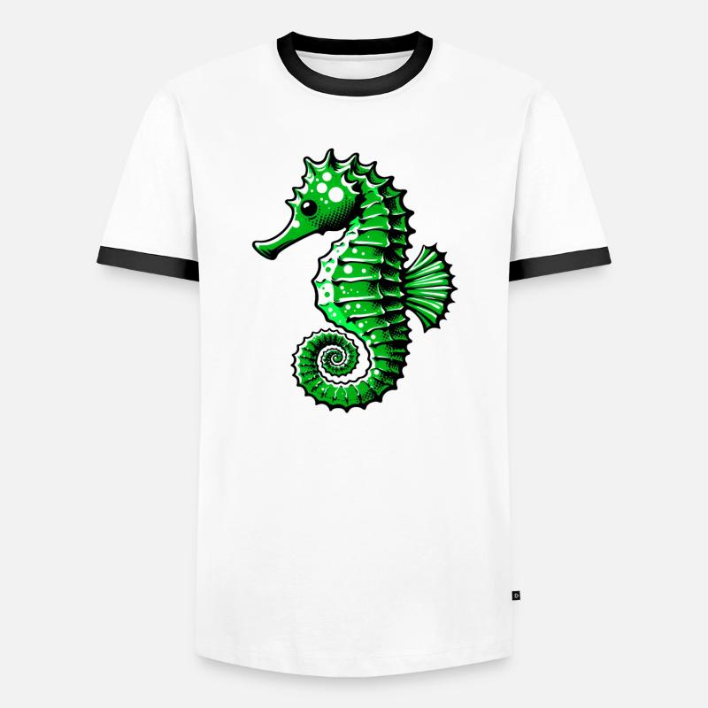 Seepferdchen - Männer Kontrast-T-Shirt - Weiß/Schwarz