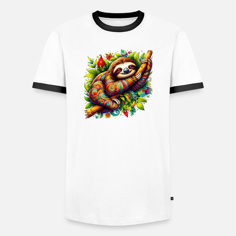 Sloth - Men's Ringer Shirt - white/black