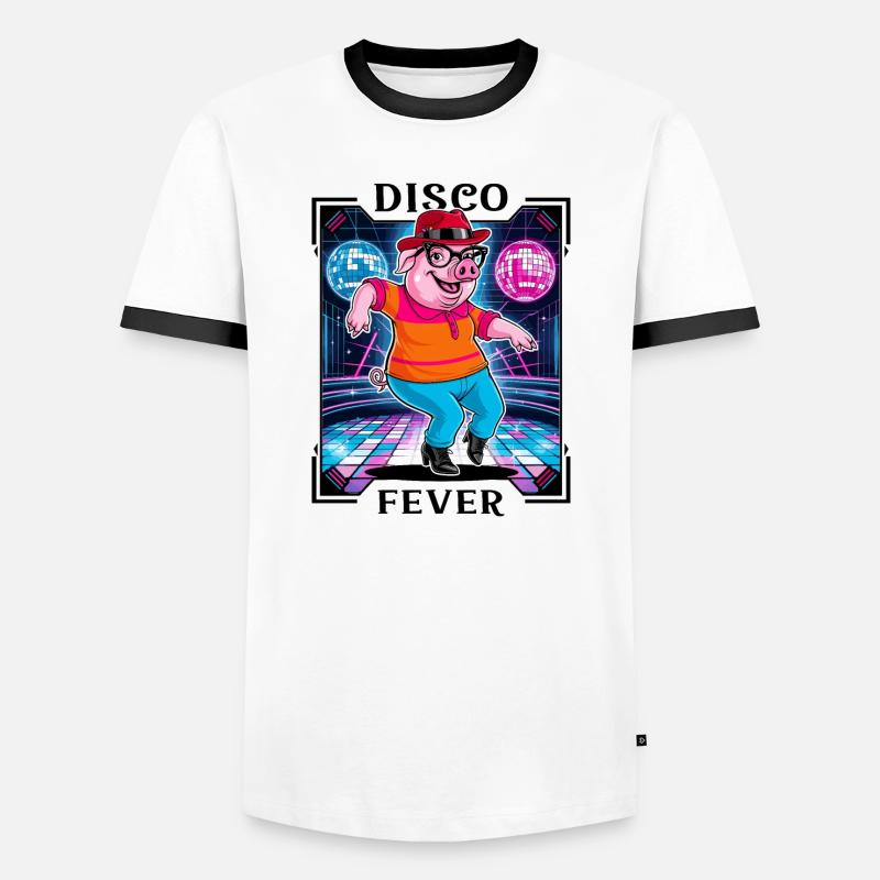 Cooles Disco Schwein - Männer Kontrast-T-Shirt - Weiß/Schwarz
