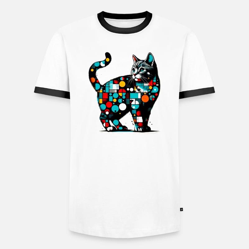 Katze - Männer Kontrast-T-Shirt - Weiß/Schwarz