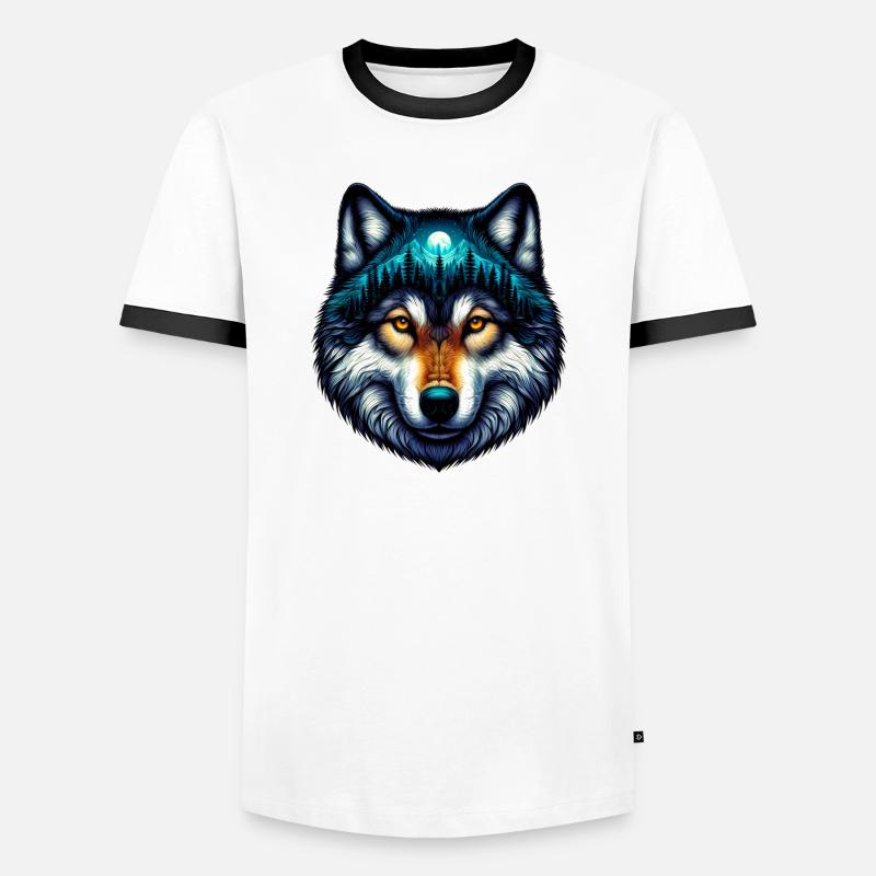 Wolf - Men's Ringer Shirt - white/black