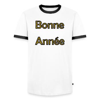 BONNE ANNEE. SAINT SYLVESTRE. MEILLEURS VOEUX - T-shirt contrasté Homme - blanc/noir - Devant - AI Model Female 172 light (172cm) & AI Model Male 178 dark (178cm)